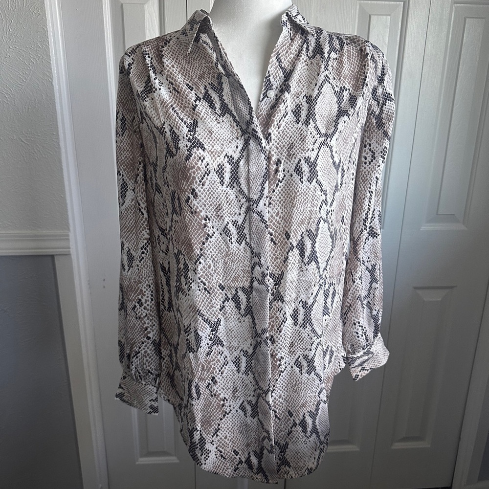 Express Snakeskin Print Button-Down Tunic Shirt - XS - NWT